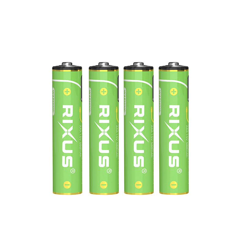 Pile Rechargeable Lr03 1.5V Rixus Lithium-Ion Aaa 880 Mwh (Vendu Par 4) Inclus Câble Usb-C -Rxaa07-