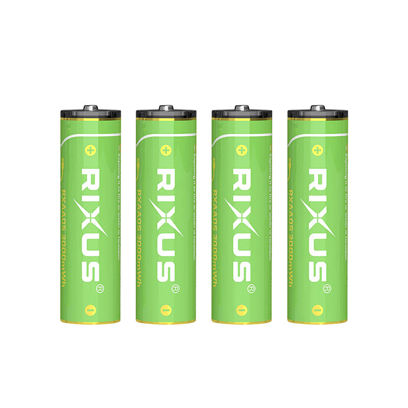 Pile Rechargeable Lr06 1.5V Rixus Lithium-Ion Aa 3000 Mwh (Vendu Par 4) Inclus Câble Usb-C - Rxaa05-