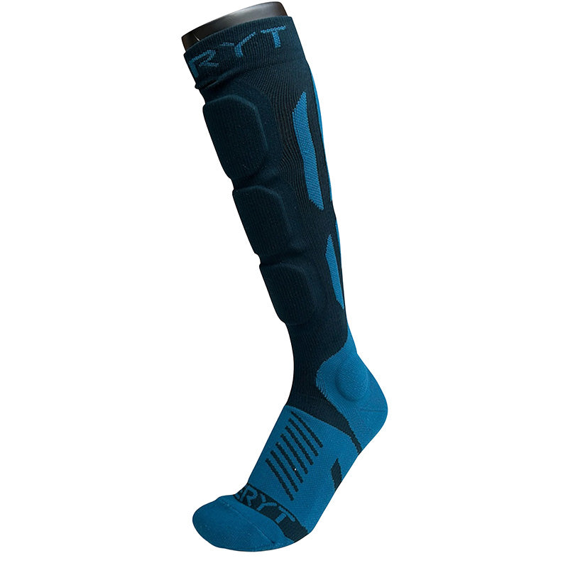 Chaussettes De Protection VTT Seryt Shelter Antibacterien Pour Cheville Et Tibia Bleu Petrole 43-47 - Hauteur 21 cm (Pai