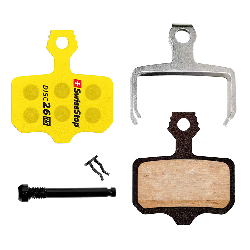Plaquette De Frein Route - VTT Sram Red Axs Gen 3 E1, Axs Gen 2 D1, Force-Rival- Apex Axs, Level Stealth 2-Piston-Ultimate, Tlm B1,Tl, Avid 9 (Swissstop Organic Silence - Disc 26Rs) (Paire Sur Carte)