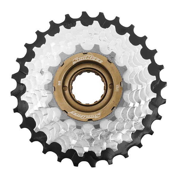 Roue Libre 7V. Sunrace 14-28 Argent-Noir (Montage Atelier)