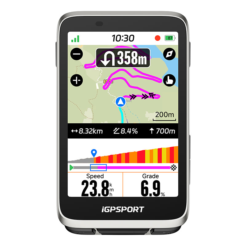 Gps - Compteur Igpsport Binavi Couleur Full Tactile Transflectif - Cartographie - Ant+ - Ble5 - Autonomie 35H - Multi Fonctions Compatible + Strava Et Komoot -- Argent