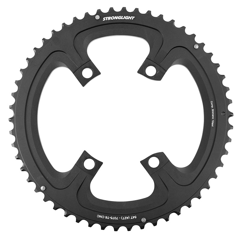 Plateau Route 4 branches Ø 110 Pour Shimano Ultegra R8100- Dura-Ace R9200- 105 R7100 Stronglight Double 54 dents Extérieur Noir Alu 12V. Pour Intérieur 42 dents (Penser A Commander Le Kit Intravis Correspondant)