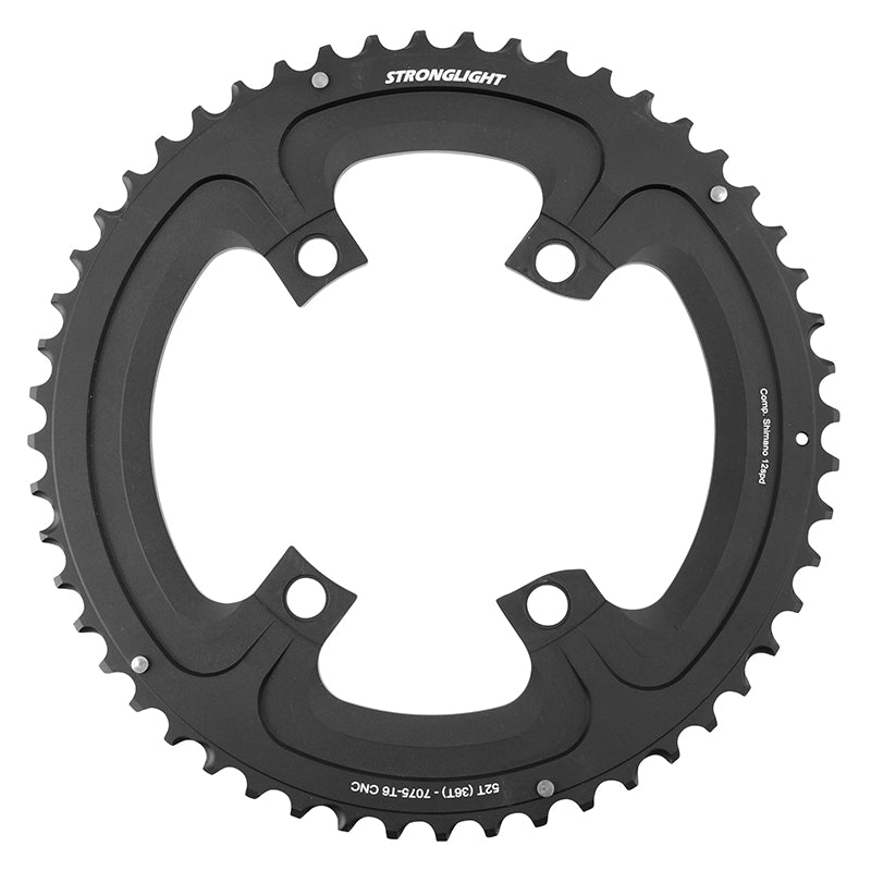 Plateau Route 4 branches Ø 110 Pour Shimano Ultegra R8100- Dura-Ace R9200- 105 R7100 Stronglight Double 52 dents Extérieur Noir Alu 12V. Pour Intérieur 36 dents (Penser A Commander Le Kit Intravis Correspondant)