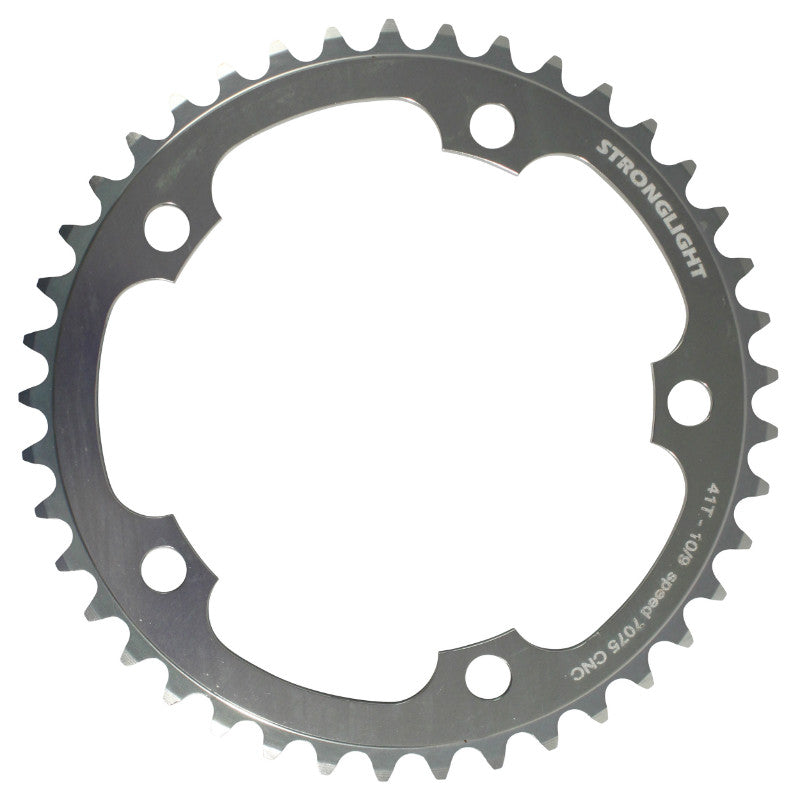 Plateau Route 5 branches Ø 130 Stronglight 41 dents Intérieur Argent Alu 7075 Type Shimano 9-10V.
