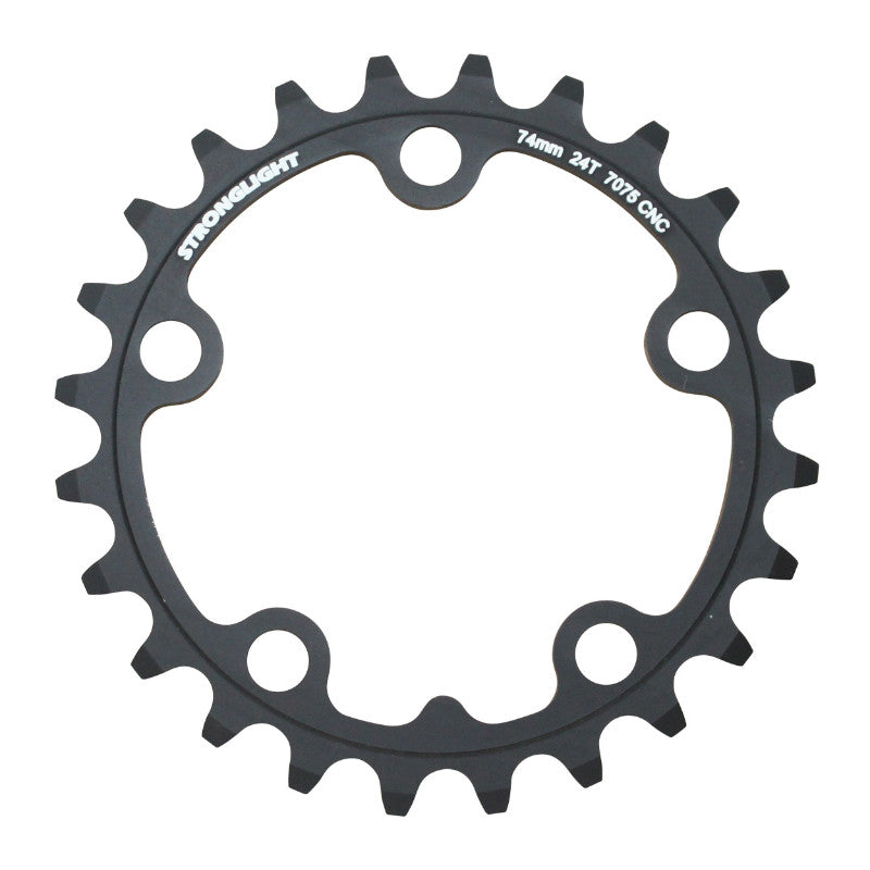 Plateau Route 5 branches Ø 74 Stronglight 24 dents Triple Noir Alu 7075 9-10V.