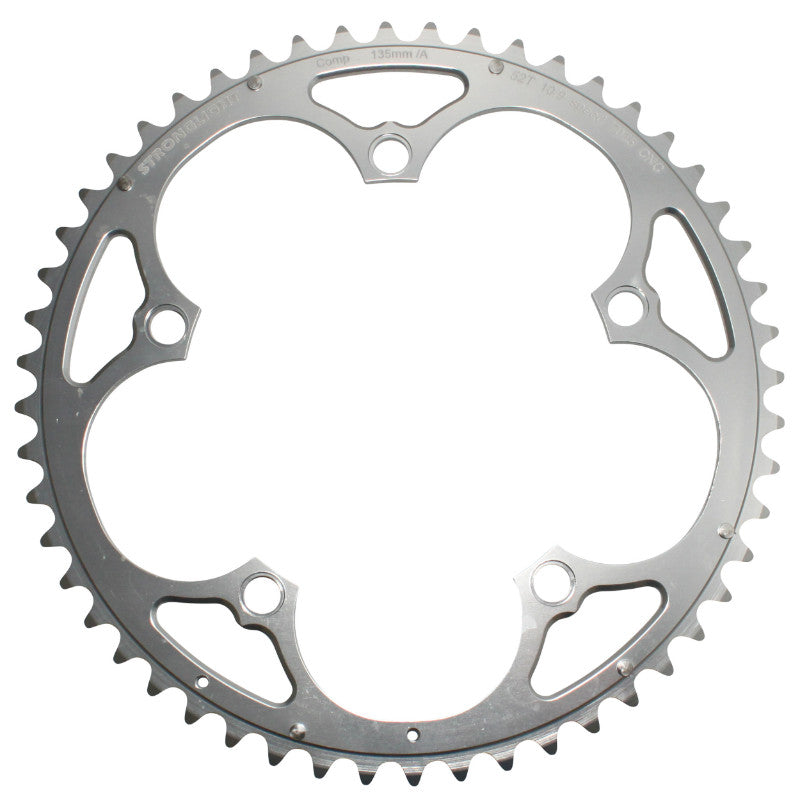 Plateau Route 5 branches Ø 135 Stronglight 52 dents Extérieur Campagnolo Argent Alu 7075 (Axe Carré) 9-10V.