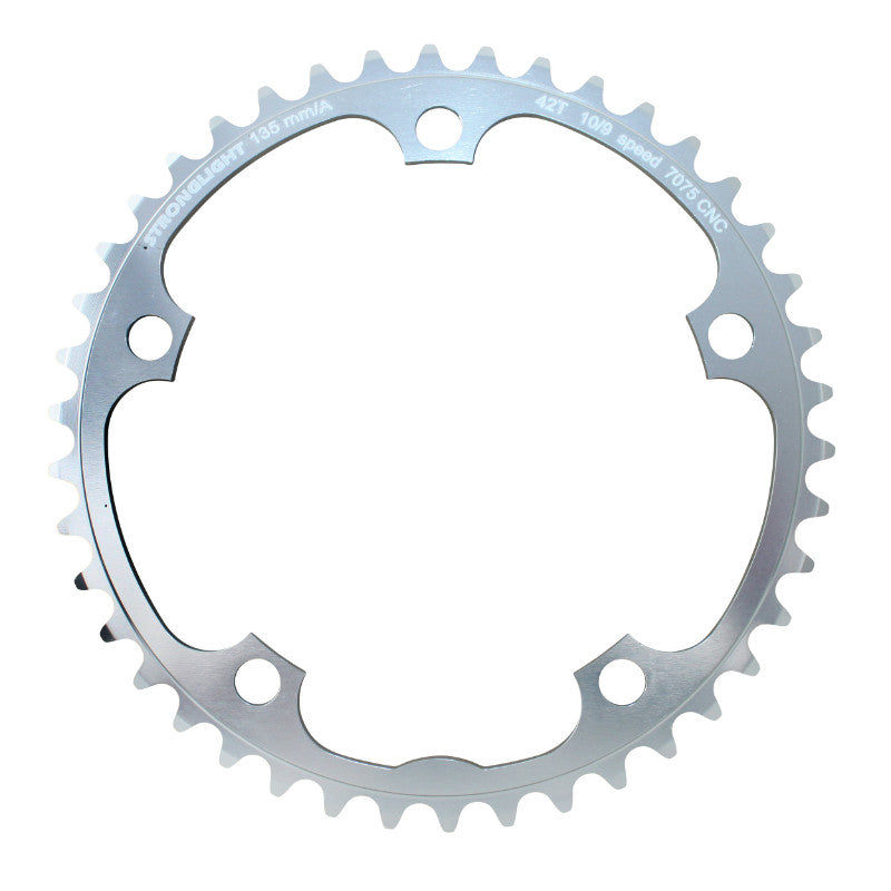 Plateau Route 5 branches Ø 135 Stronglight 42 dents Intérieur Campagnolo Argent Alu 7075 (Axe Carré) 9-10V.