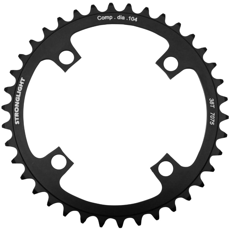 Plateau VTT 4 branches Ø 104 Stronglight Mono 38 dents Noir Alu 7075 - Épaisseur 3.5 mm 8-9V.