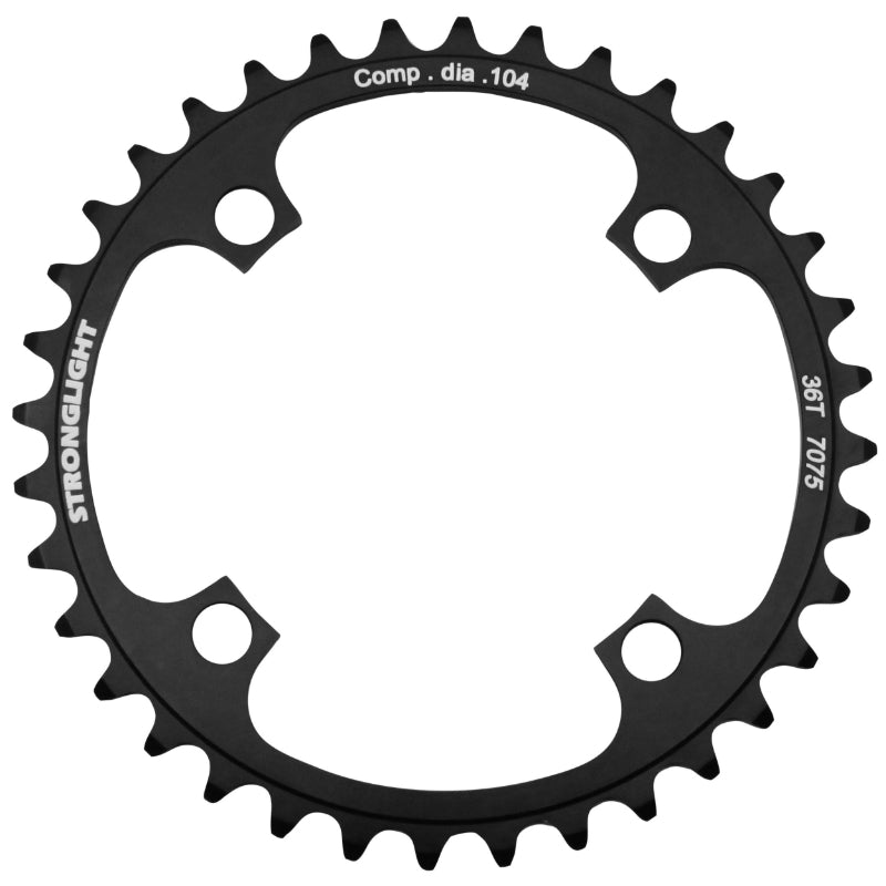 Plateau VTT 4 branches Ø 104 Stronglight Mono 36 dents Noir Alu 7075 - Épaisseur 3.5 mm 8-9V.