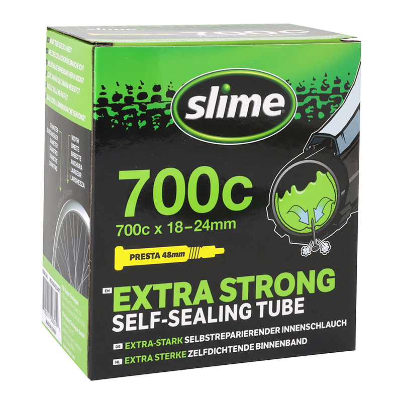 Chambre A Air Vélo 700 X 18-24 Slime Valve Presta Obus Demontable Avec Liquide Anti-Crevaison