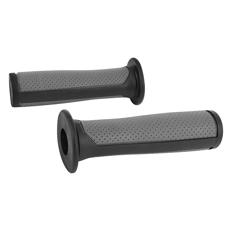 Poignée BMX Noir-Gris Bi-Matiere L125 mm Avec Collerette (Paire)