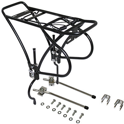 Porte Bagage Vélo Arrière A Tringles P2R Disque Alu Noir Réglable 26" A 29" Pour Frein A Disque