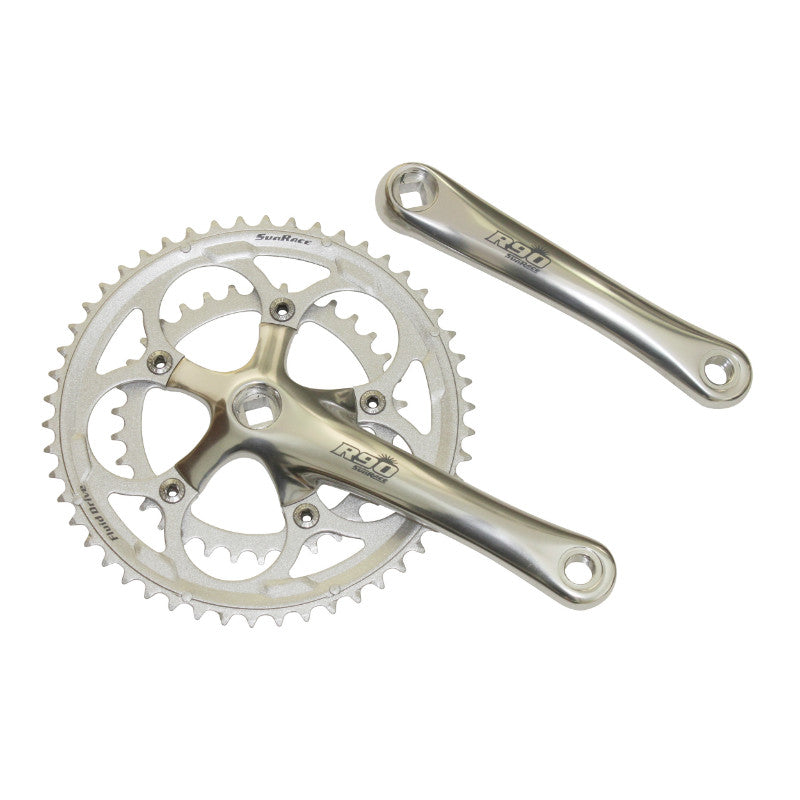 Pédalier Route Sunrace R96 8-9-10V. Compact Argent 170 mm 50-34 (Axe Carré)