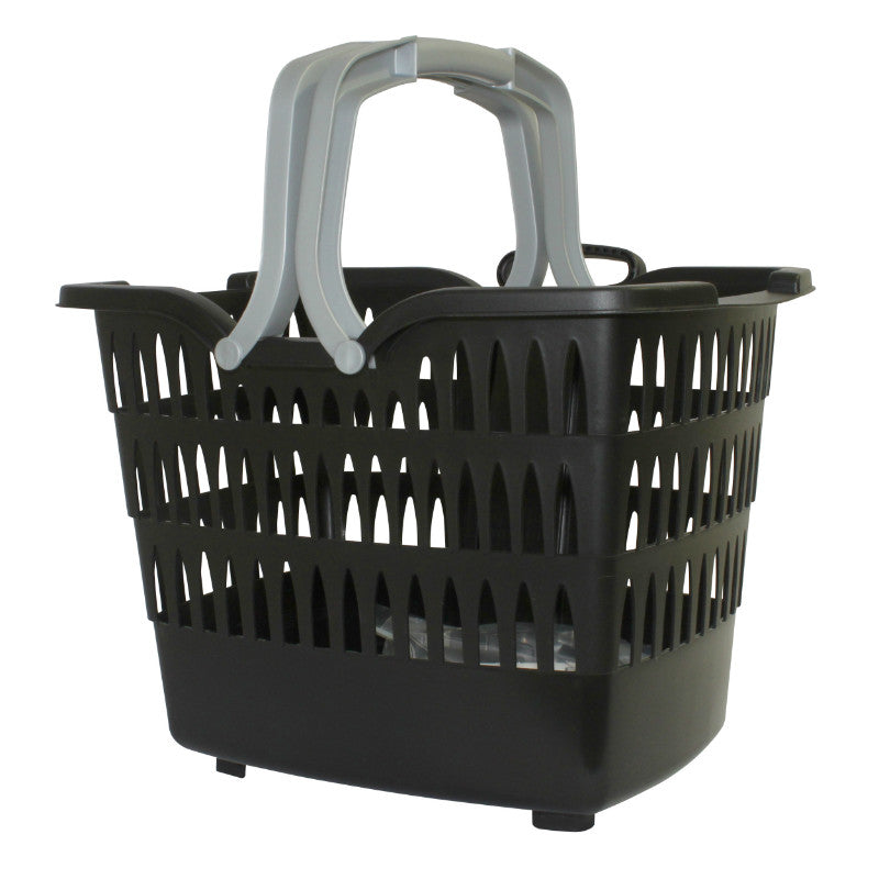 Panier Avant Plastique Noir Fixation Rapide Clips 22.2-31,8 mm 19L (L 38 X L28 X H30) Poids Max. 7.5 Kg Pour Tricycle Leader Fox Lovelo (Inclus Support De Fixation)