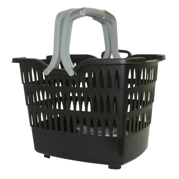 Panier Avant Plastique Noir Fixation Rapide Clips 22.2-31,8 mm 19L (L 38 X L28 X H30) Poids Max. 7.5 Kg Pour Tricycle Le