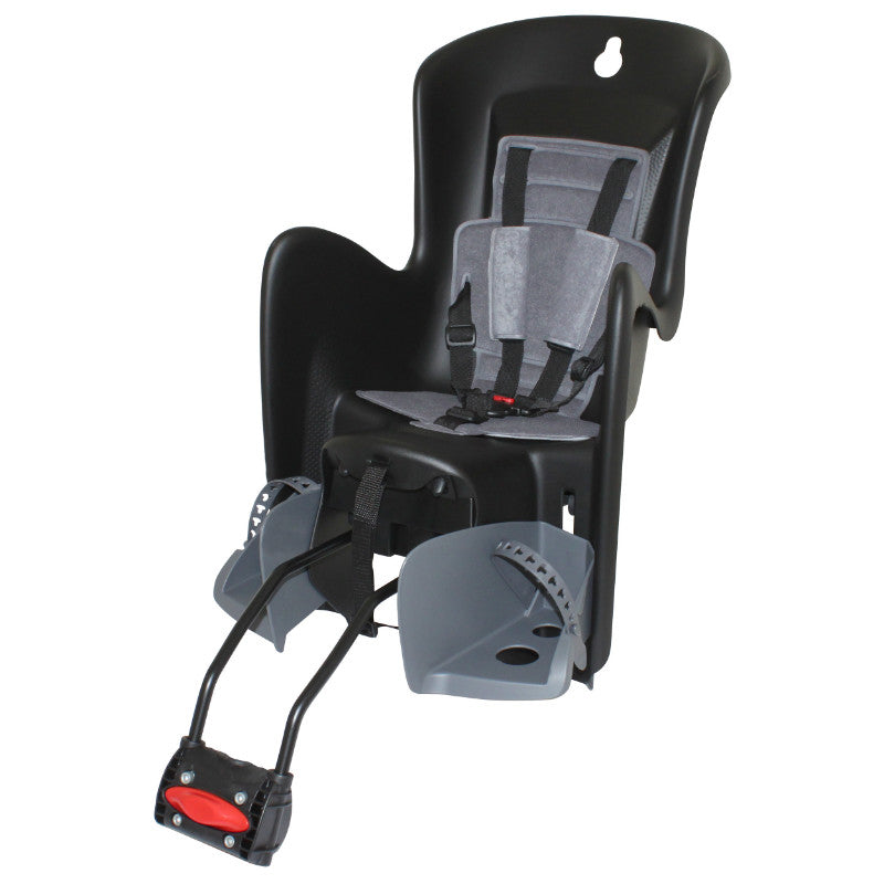 Porte Bebe-Siege Enfant Arrière Polisport Inclinable A Fixer Sur Cadre Bilby Rs Noir Coussin Gris (9 A 22Kgs) Homologué