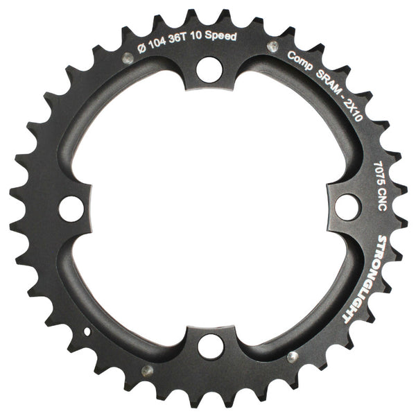 Plateau VTT 4 branches Ø 104 Pour Sram Xo Filete 10V. Stronglight Double 36 dents Extérieur Noir - Épaisseur 5 mm Filete