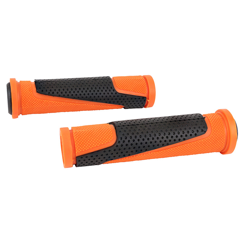 Poignée VTT Newton Bi-Matiere Orange-Noir L130 mm (Paire)