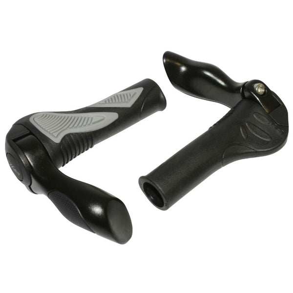Poignée VTT Hafny Noir-Gris Avec Embout De Cintre Intégré 130 mm (Paire)