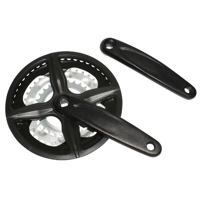 Pédalier VTT P2R 9V. Alu Noir Black-X 170 mm 48-38-28 (Boîtier 113 mm) Avec Pare Chaîne