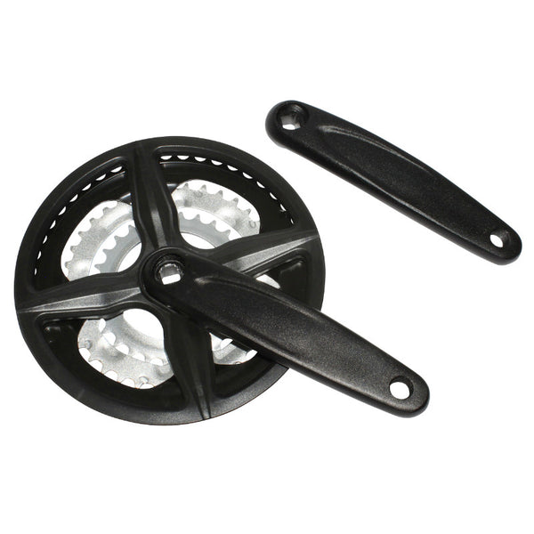 Pédalier VTT P2R 9V. Alu Noir Black-X 170 mm 48-38-28 (Boîtier 113 mm) Avec Pare Chaîne