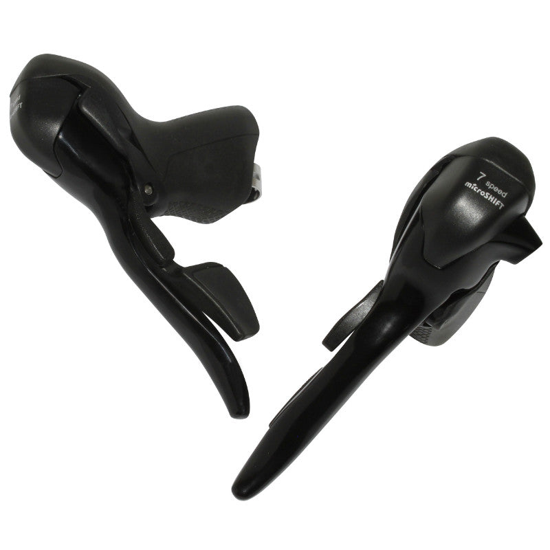 Levier-Manette Route Patin Microshift 7V. Triple Alu Noir Compatible Shimano (Paire Sachet Pour Atelier)