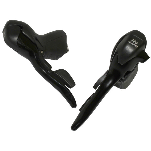 Levier-Manette Route Patin Microshift 8V. Triple Alu Noir Compatible Shimano (Paire Sachet Pour Atelier)