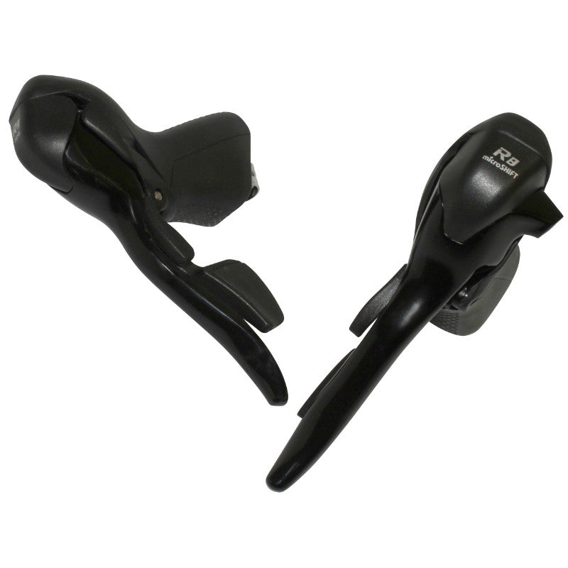 Levier-Manette Route Patin Microshift 8V. Triple Alu Noir Compatible Shimano (Paire Sachet Pour Atelier)