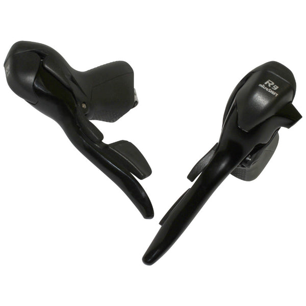 Levier-Manette Route Patin Microshift 9V. Triple Alu Noir Compatible Shimano (Paire Sachet Pour Atelier)