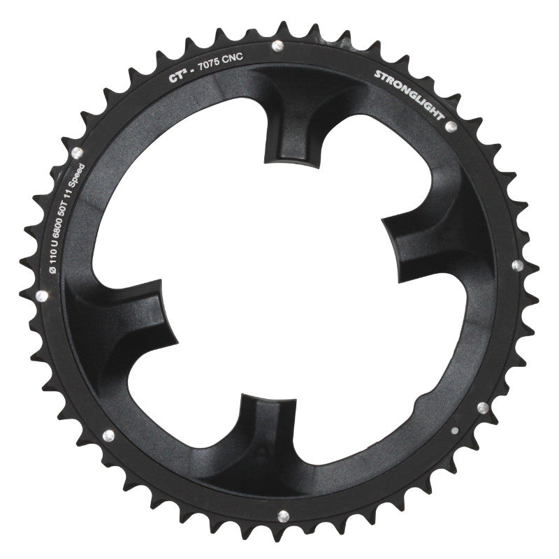 Plateau Route 4 branches Ø 110 Pour Shimano Ultegra 6800 Stronglight 50 dents Extérieur Noir Ct2 11V.