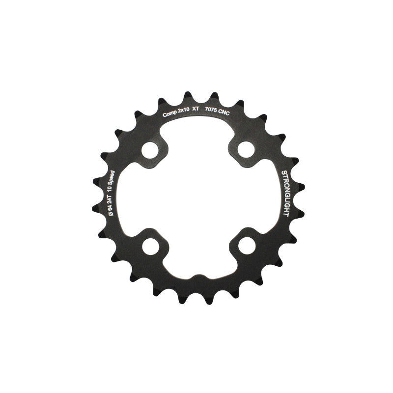 Plateau VTT 4 branches Ø 64 Pour Shimano Xt M785 Stronglight Double 24 dents Intérieur Noir (Pour Extérieur 38 dents) Non Filete - Épaisseur 3.5 mm 10V.