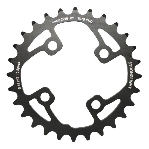Plateau VTT 4 branches Ø 64 Pour Shimano Xt M785 Stronglight Double 28 dents Intérieur Noir (Pour Extérieur 40-42 dents)