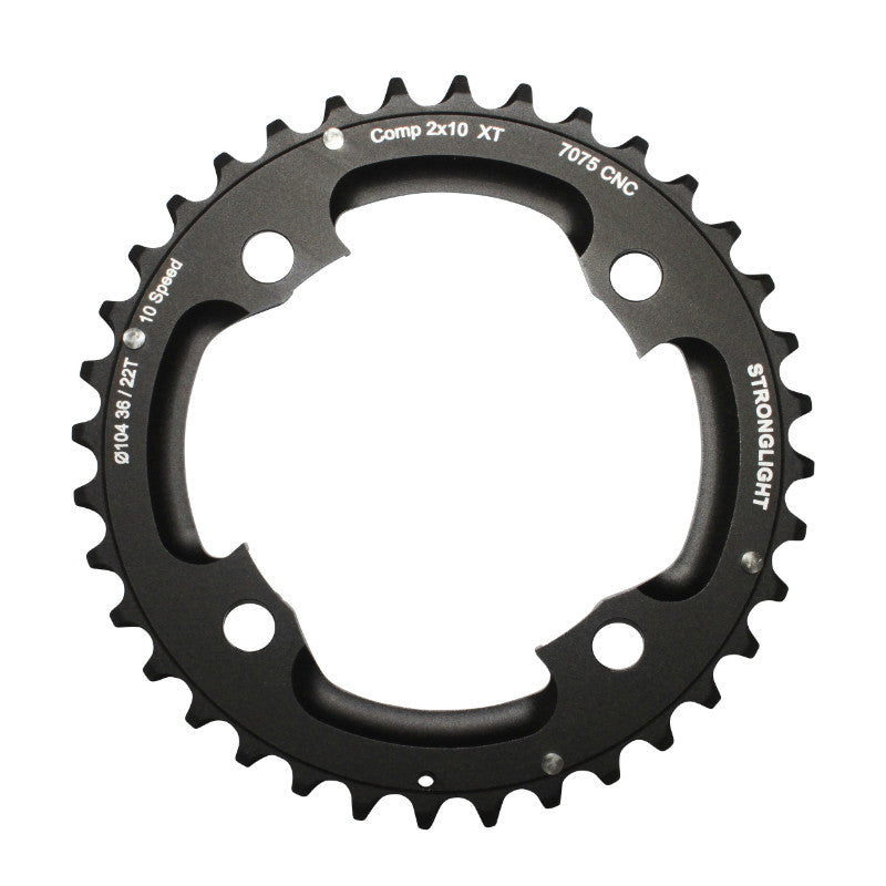 Plateau VTT 4 branches Ø 104 Pour Shimano Xt M785 Stronglight Double 36 dents Extérieur Noir (Pour Intérieur 22 dents) Non Filete - Épaisseur 5 mm 10V.