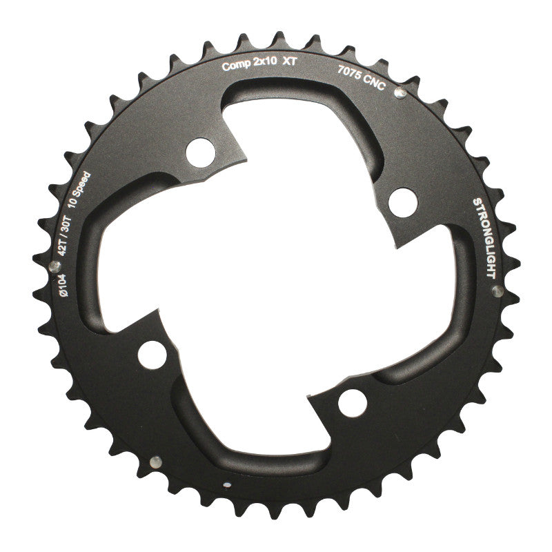Plateau VTT 4 branches Ø 104 Pour Shimano Xt M785 Stronglight Double 42 dents Extérieur Noir (Pour Intérieur 30 dents) N
