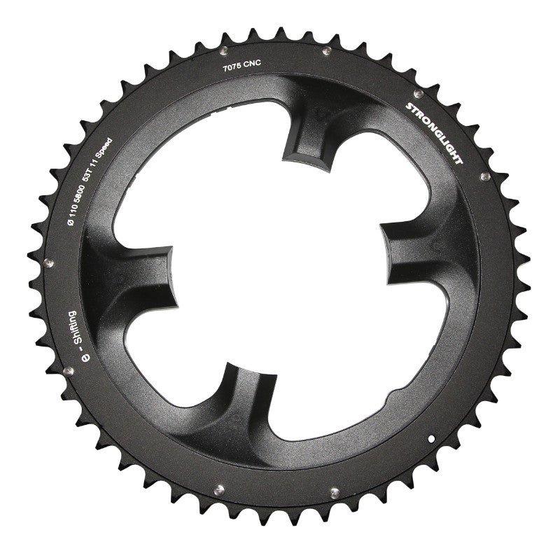 Plateau Route 4 branches Ø 110 Pour Shimano 105 5800 Stronglight 53 dents Extérieur Noir 11V.