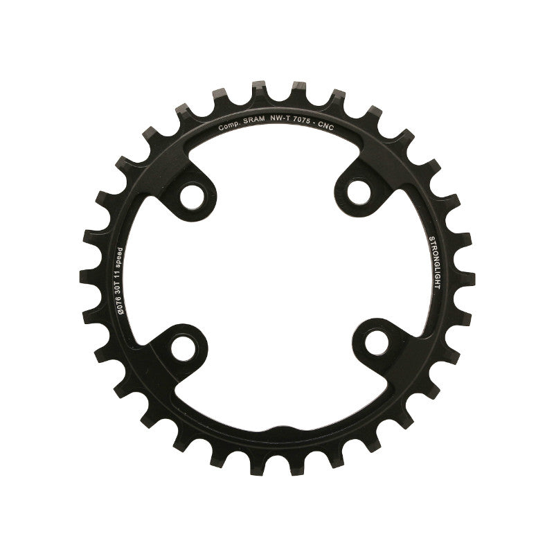 Plateau VTT 4 branches Ø 76 Pour Sram Xx1 Stronglight 30 dents Mono Noir Alu 7075 11V. Narrow Wide