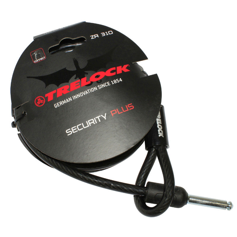 Antivol Vélo Câble A Boucle Pour Fer A Cheval Trelock Zr310 Plug Noir 1M Diam 10 mm (Profondeur Plug Fixation 50 mm Et D