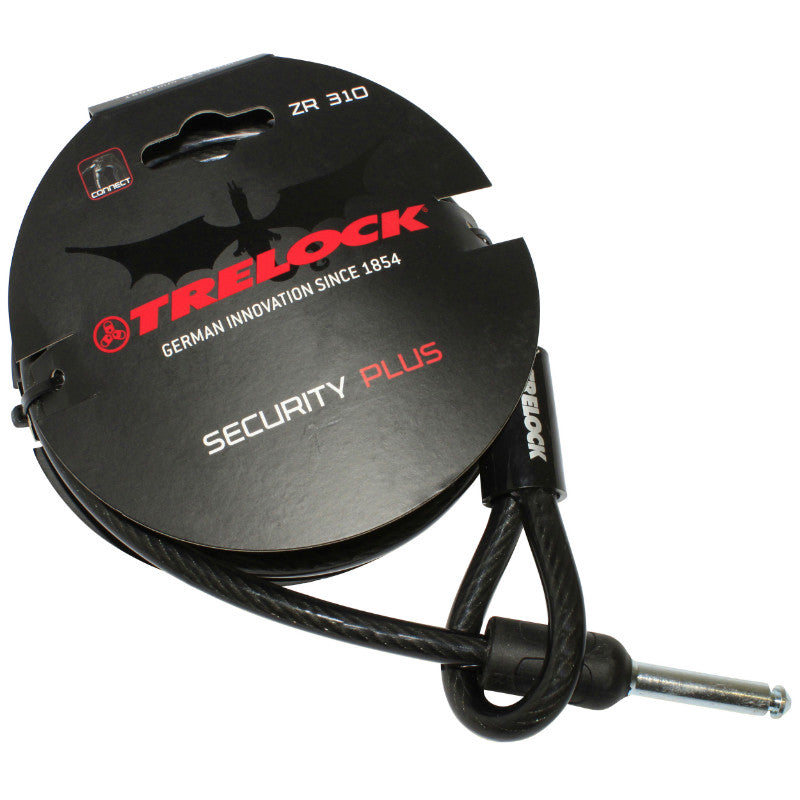 Antivol Vélo Câble A Boucle Pour Fer A Cheval Trelock Zr310 Plug Noir Câble 1.80M Diam 10 mm (Profondeur Plug Fixation 50 mm Et Diam 9.6 mm)