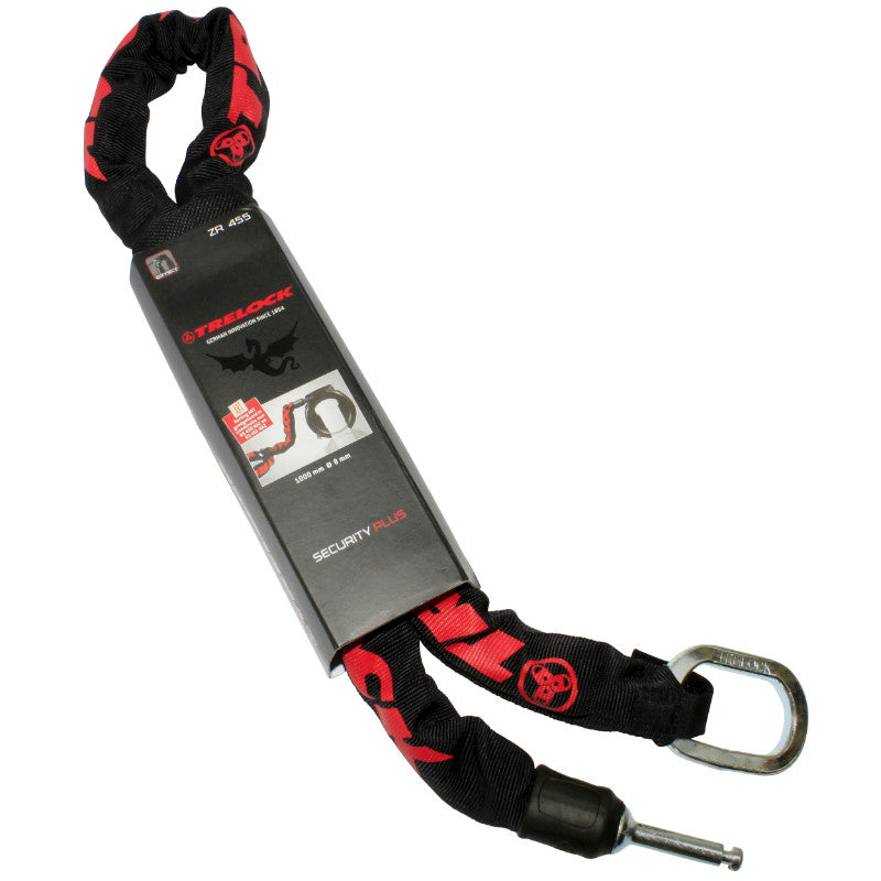 Antivol Vélo Chaîne A Boucle Pour Fer A Cheval Plug Trelock Zr455 Noir Câble 1M Diam 8 mm (Profondeur Plug Fixation 50 m