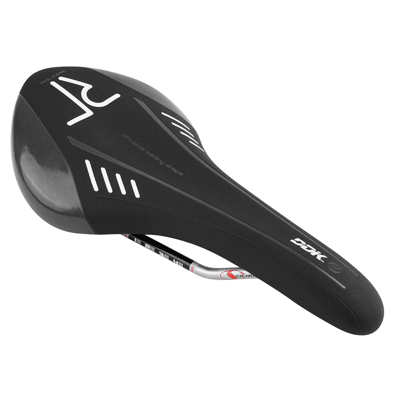 Selle Newton Route-VTT Ario Noir Deco Blanc-Gris 285X136 mm Rail Cromoly Gris