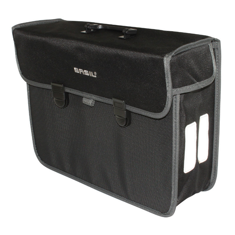 Sacoche Arrière Vélo Laterale Basil Malaga Droit-Gauche 17L Fixation Hook On Sur Porte Bagage Noir (40X16X31 cm)