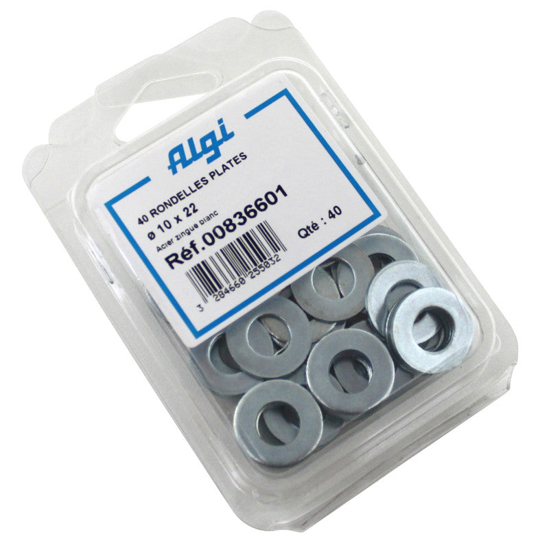 Rondelle Plate Acier Diam 10X22 (Blister De 40) (00836601) -Algi-