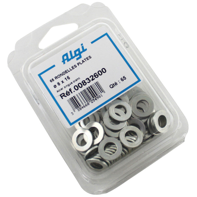 Rondelle Plate Acier Diam 8X16 (Blister De 65) (00832600) -Algi-