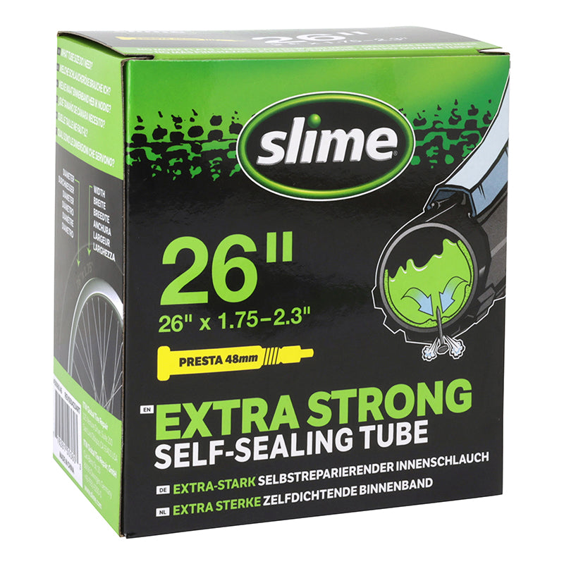 Chambre A Air Vélo 26 X 1.75-2.10 Slime Valve Presta Obus Demontable Avec Liquide Anti-Crevaison