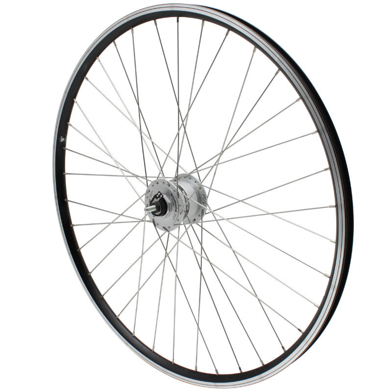 Roue VTC Patin 700 X 35 - 28" Er10 Noir Avant Moyeu Écrou Shimano Argent Dynamo Dh2N 6 Volt-2.4W (Éclairage Avant) Jante