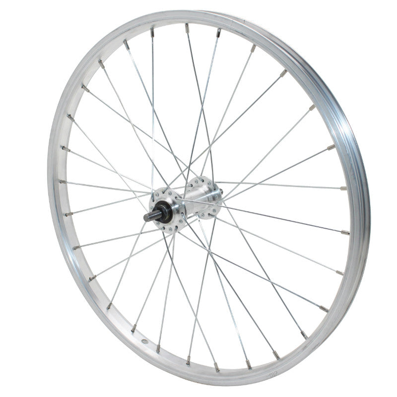 Roue VTT Patin 20" Alu Avant Moyeu Alu Axe Plein (Vendu Avec Écrou 9X100) Jante 21C 28 Rayons