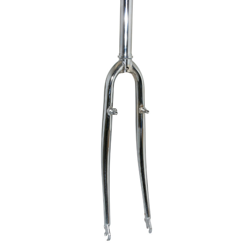 Fourche VTC 700X35 Rigide Cintree Acier Chrome Avec Tasseaux Pivot Lisse 1''1-8-28,6 Extérieur 300 mm