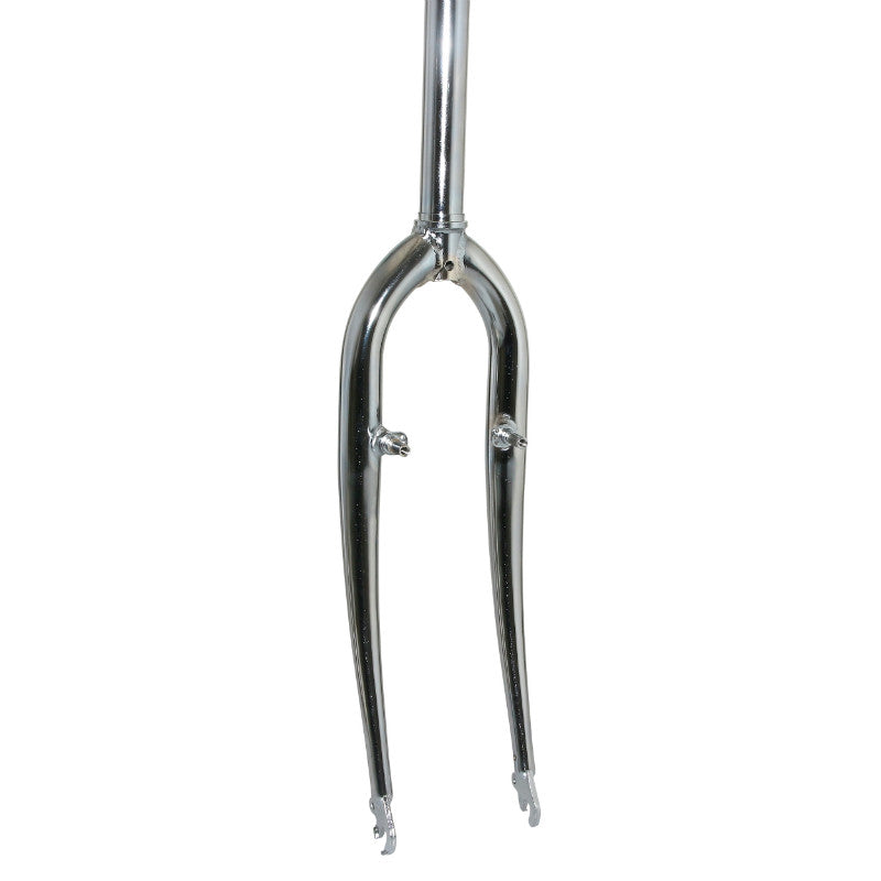 Fourche VTT 26'' Rigide Cintree Acier Chrome Avec Tasseaux Pivot Lisse 250 mm 1''1-8 - 28,6 mm Extérieur