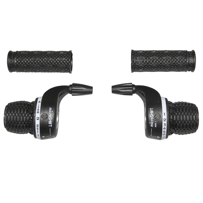 Manette VTT P2R Indexe Type Gripshift 7V. Avec Revetements (Paire) - Poignée Tournante Compatible Shimano
